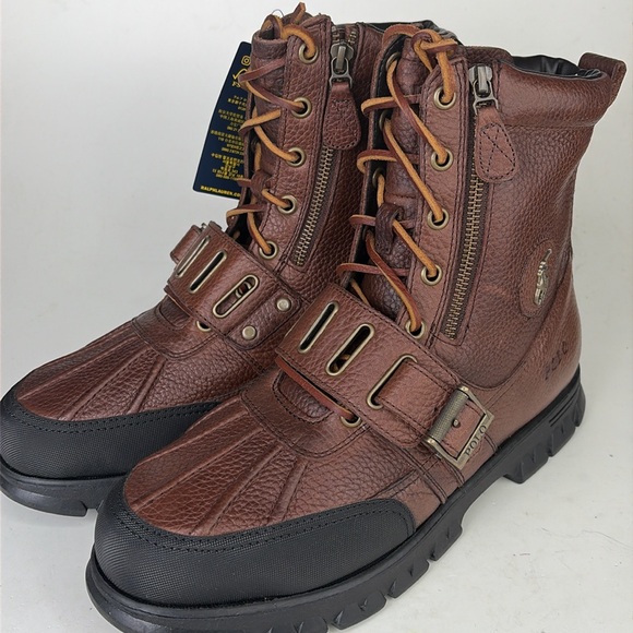 Polo Ralph Lauren Andres 3 brown leather boots size 12 D - Picture 4 of 9